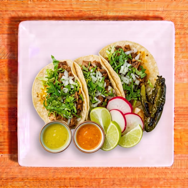 3 Marinated Pork Tacos / (Pastor).