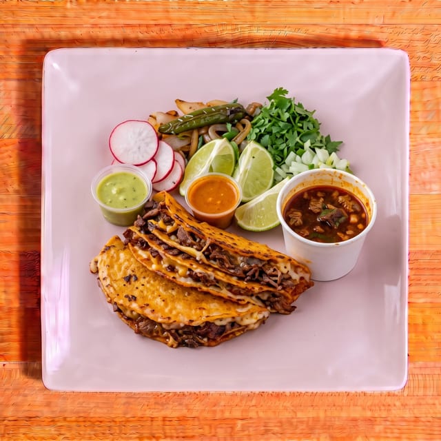 Shrimp Quesabirria Tacos.